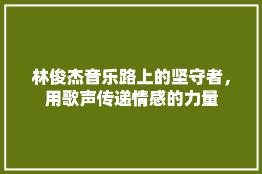 林俊杰音乐路上的坚守者，用歌声传递情感的力量