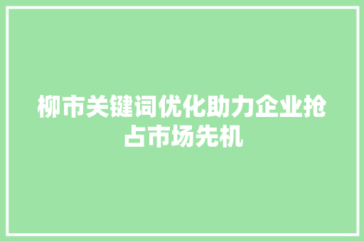 柳市关键词优化助力企业抢占市场先机