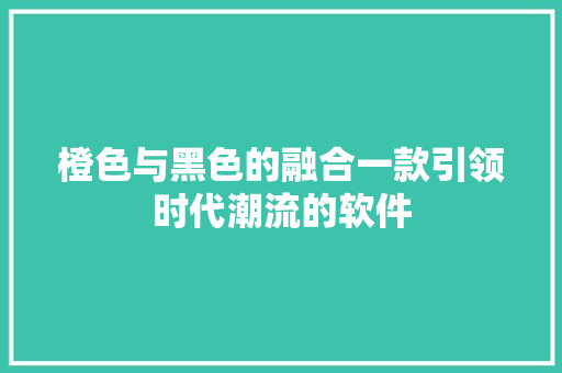 橙色与黑色的融合一款引领时代潮流的软件