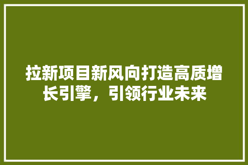 拉新项目新风向打造高质增长引擎，引领行业未来