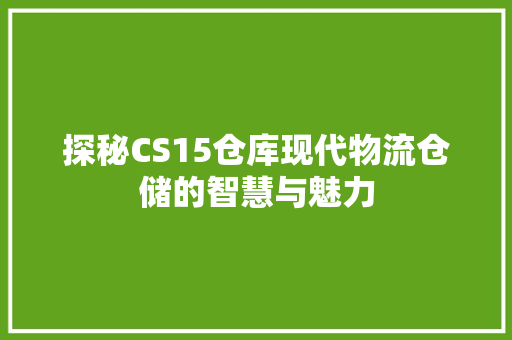 探秘CS15仓库现代物流仓储的智慧与魅力