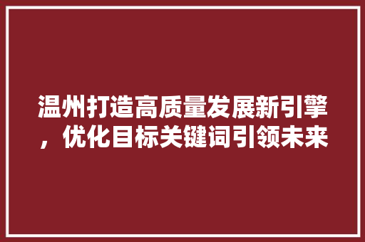 温州打造高质量发展新引擎，优化目标关键词引领未来
