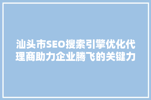 汕头市SEO搜索引擎优化代理商助力企业腾飞的关键力量