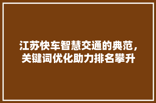 江苏快车智慧交通的典范，关键词优化助力排名攀升