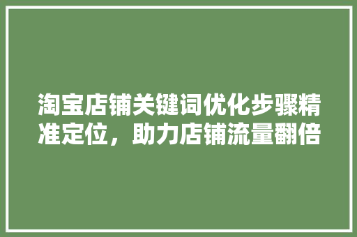 淘宝店铺关键词优化步骤精准定位，助力店铺流量翻倍