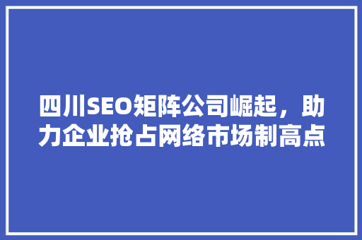 四川SEO矩阵公司崛起，助力企业抢占网络市场制高点