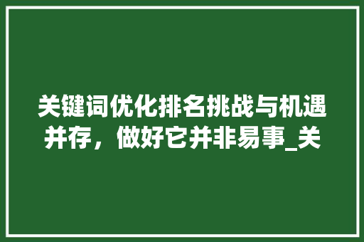 关键词优化排名挑战与机遇并存，做好它并非易事_关键词优化排名好做吗