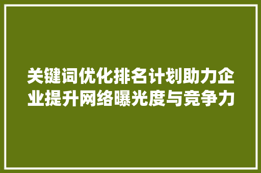 关键词优化排名计划助力企业提升网络曝光度与竞争力_关键词优化排名计划