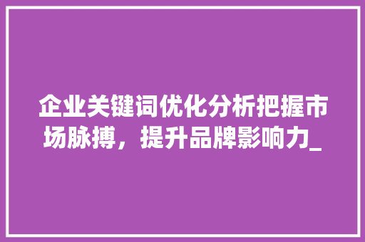 企业关键词优化分析把握市场脉搏，提升品牌影响力_企业关键词优化分析