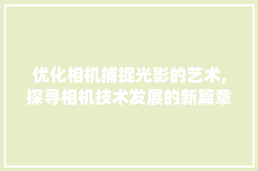 优化相机捕捉光影的艺术,探寻相机技术发展的新篇章_优化相机关键词