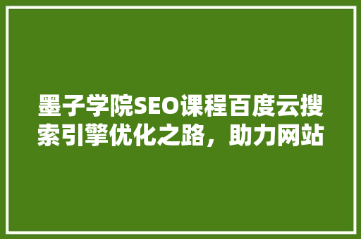 墨子学院SEO课程百度云搜索引擎优化之路，助力网站流量提升