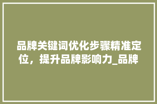 品牌关键词优化步骤精准定位，提升品牌影响力_品牌关键词的优化方法