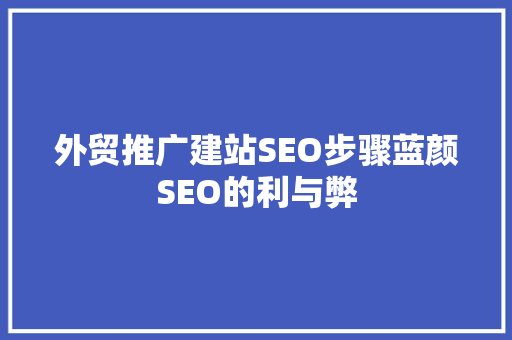外贸推广建站SEO步骤蓝颜SEO的利与弊
