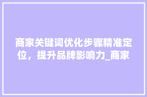 商家关键词优化步骤精准定位，提升品牌影响力_商家关键词优化方法
