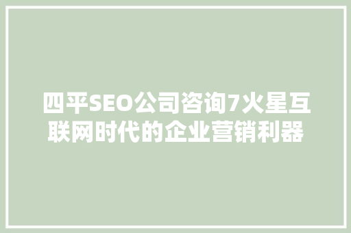 四平SEO公司咨询7火星互联网时代的企业营销利器