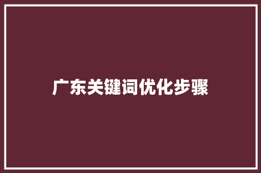 广东关键词优化步骤