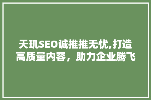 天玑SEO诚推推无忧,打造高质量内容，助力企业腾飞