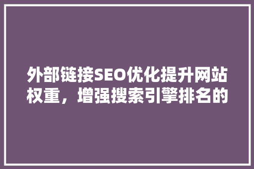 外部链接SEO优化提升网站权重，增强搜索引擎排名的秘密武器