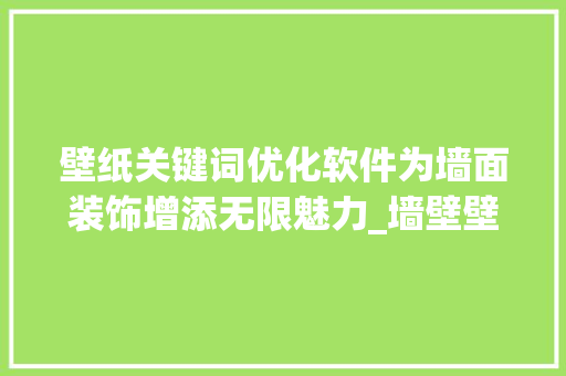 壁纸关键词优化软件为墙面装饰增添无限魅力_墙壁壁纸关键词优化软件