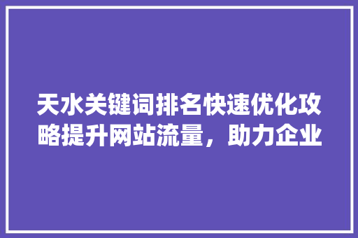 天水关键词排名快速优化攻略提升网站流量，助力企业腾飞_天水关键词排名快速优化