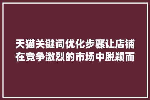 天猫关键词优化步骤让店铺在竞争激烈的市场中脱颖而出_天猫怎么关键词优化