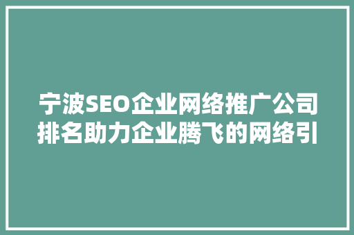宁波SEO企业网络推广公司排名助力企业腾飞的网络引擎
