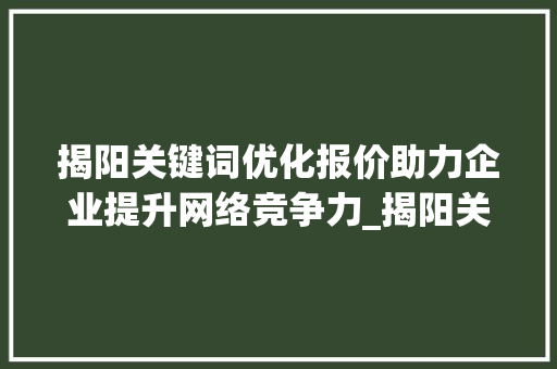 揭阳关键词优化报价助力企业提升网络竞争力_揭阳关键词优化报价