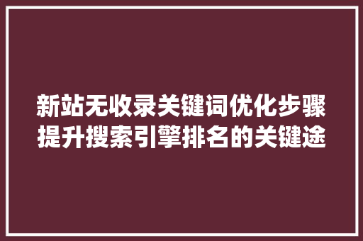 新站无收录关键词优化步骤提升搜索引擎排名的关键途径_新站无收录关键词优化