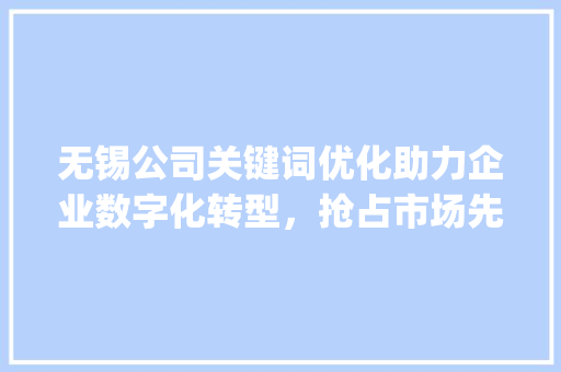 无锡公司关键词优化助力企业数字化转型，抢占市场先机_无锡公司关键词优化