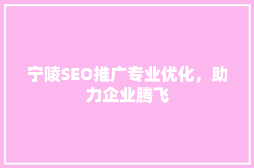 宁陵SEO推广专业优化，助力企业腾飞