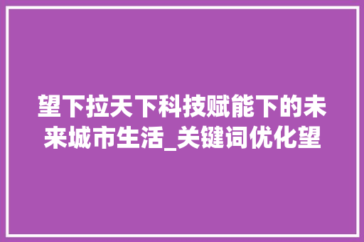 望下拉天下科技赋能下的未来城市生活_关键词优化望下拉天下