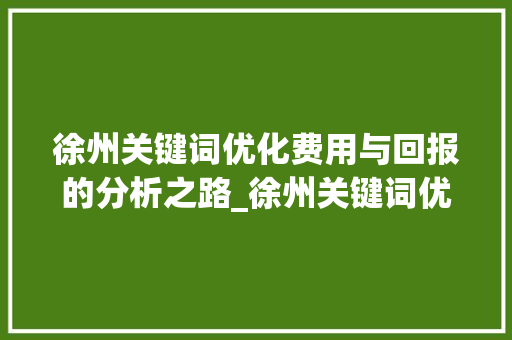 徐州关键词优化费用与回报的分析之路_徐州关键词优化费用