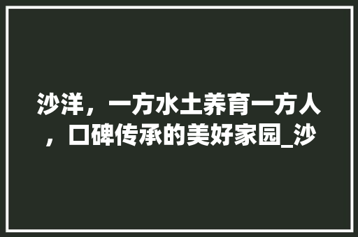 沙洋，一方水土养育一方人，口碑传承的美好家园_沙洋关键词优化口碑好