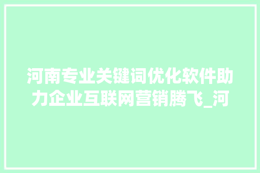 河南专业关键词优化软件助力企业互联网营销腾飞_河南专业关键词优化软件
