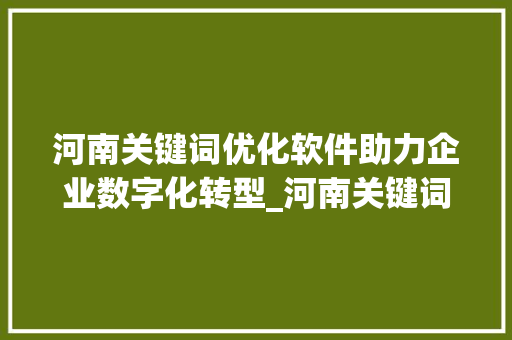 河南关键词优化软件助力企业数字化转型_河南关键词优化软件