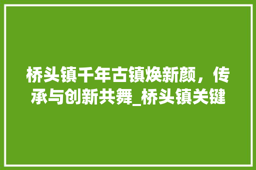 桥头镇千年古镇焕新颜，传承与创新共舞_桥头镇关键词优化