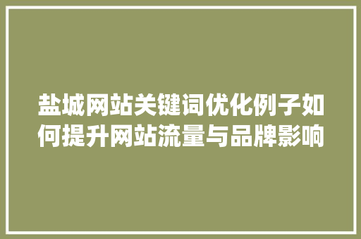 盐城网站关键词优化例子如何提升网站流量与品牌影响力_盐城网站关键词优化例子