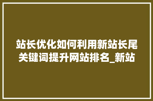 站长优化如何利用新站长尾关键词提升网站排名_新站长尾关键词优化