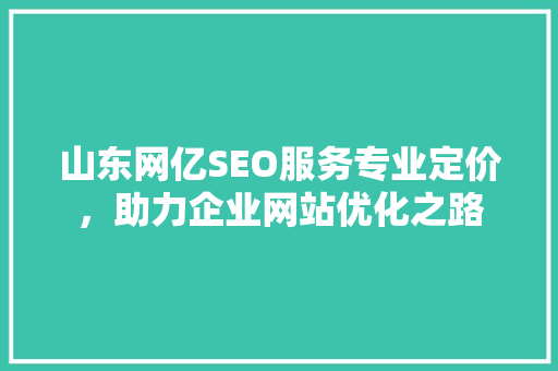 山东网亿SEO服务专业定价，助力企业网站优化之路
