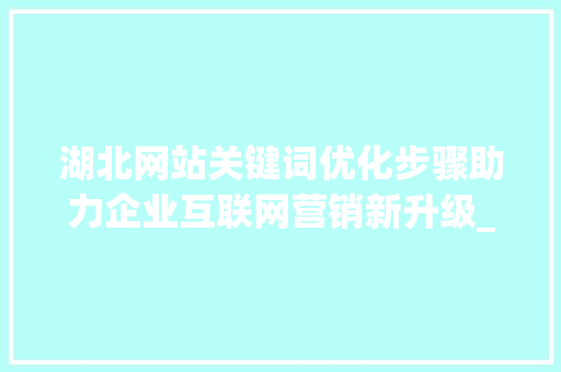 湖北网站关键词优化步骤助力企业互联网营销新升级_湖北网站关键词优化方法