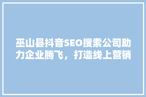 巫山县抖音SEO搜索公司助力企业腾飞，打造线上营销新格局