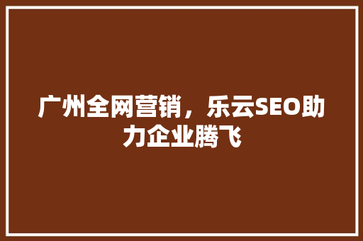 广州全网营销，乐云SEO助力企业腾飞