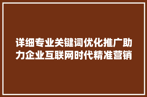 详细专业关键词优化推广助力企业互联网时代精准营销_专业关键词优化推广公司