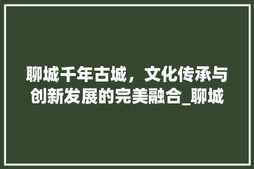 聊城千年古城，文化传承与创新发展的完美融合_聊城关键词快照优化