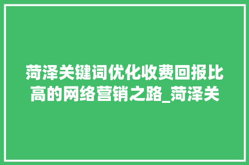 菏泽关键词优化收费回报比高的网络营销之路_菏泽关键词优化收费多少