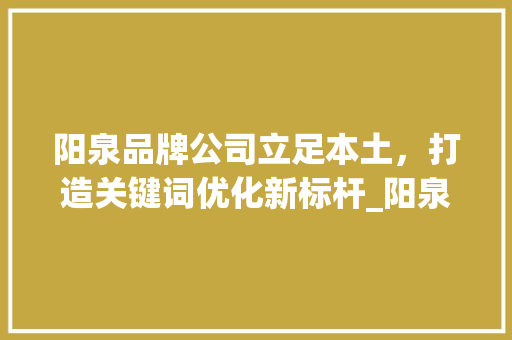 阳泉品牌公司立足本土，打造关键词优化新标杆_阳泉关键词优化品牌公司