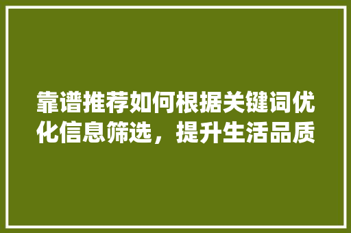 靠谱推荐如何根据关键词优化信息筛选，提升生活品质_关键词优化靠谱推荐