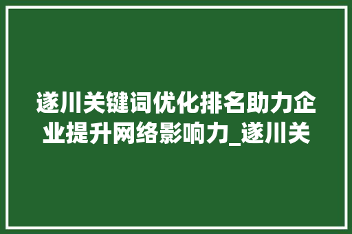 遂川关键词优化排名助力企业提升网络影响力_遂川关键词优化排名