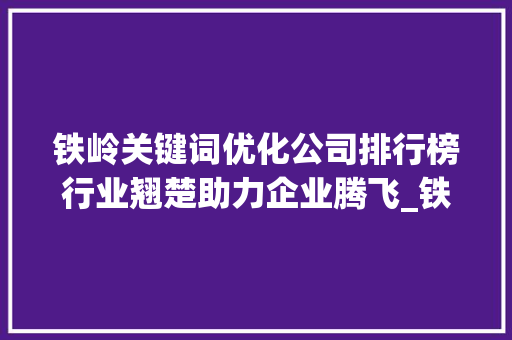 铁岭关键词优化公司排行榜行业翘楚助力企业腾飞_铁岭关键词优化公司排行