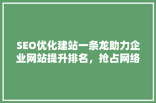 SEO优化建站一条龙助力企业网站提升排名，抢占网络市场先机